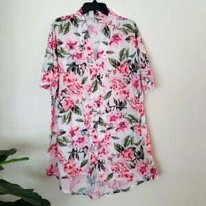Show me your mumu brie robe, floral robe, pink white, loungewear.